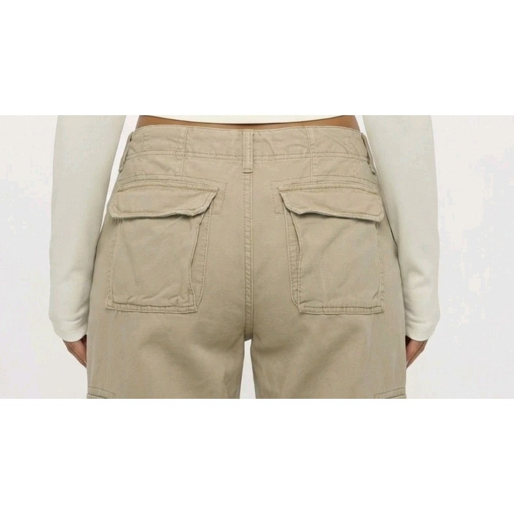 Gap Linen Cotton Canvas Straight Leg Roll Tab Utility Pants Drawstring Pocket 34 - Picture 2 of 16